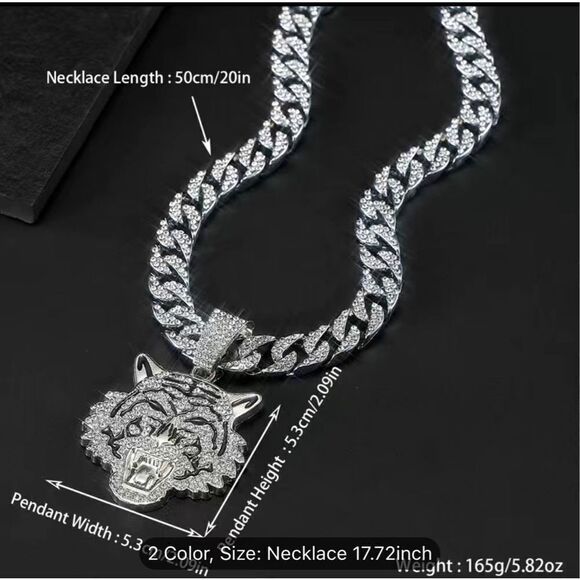 Tiger Head Pendant + Cuban Chain - Picture 6 of 6